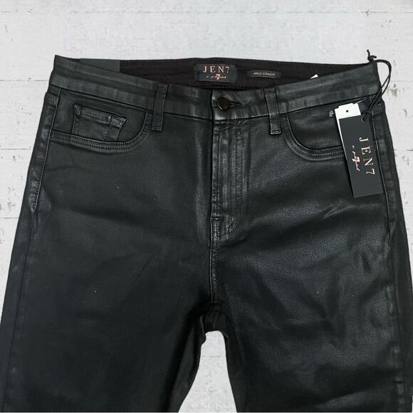 NWT Jen7 by 7 For All Mankind Coated Straight Ankle Jeans in Black Coat Size 12 - Picture 6 of 14